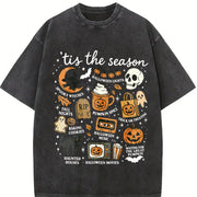 Spooky Season Halloween Vintage Washed T-Shirt in Black