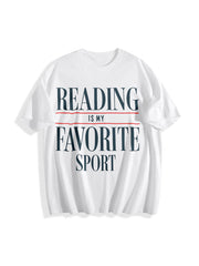 Reading Is My Favorite Sport Cotton T-Shirt in White
