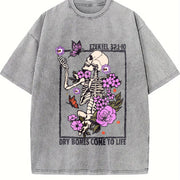Dry Bones Come to Life Christian Vintage Washed T-Shirt in Gray