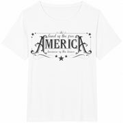 4th of July America Land of the Free Because of the Brave Cotton T-Shirt in White