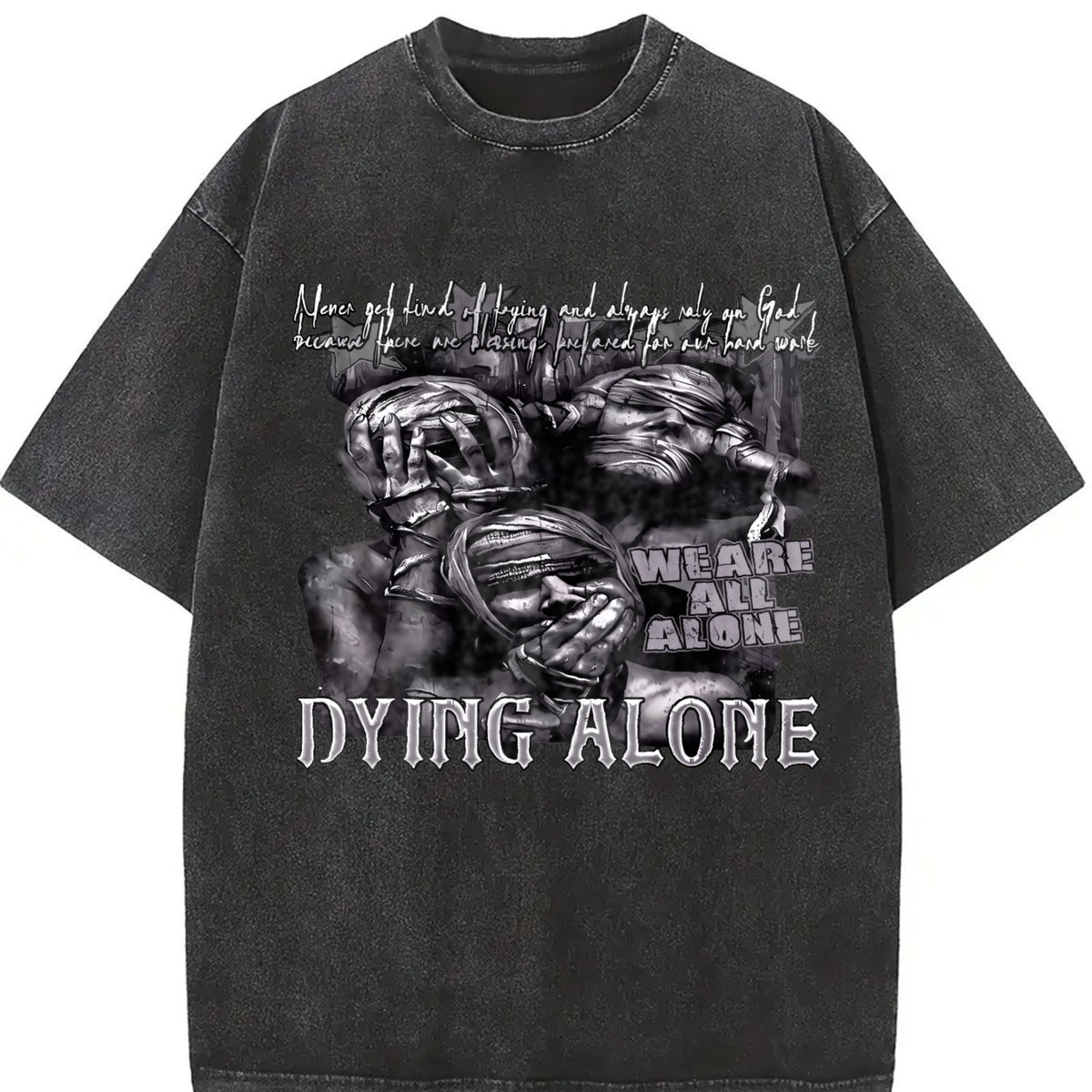 Dying Alone Marble Statues Vintage Washed T-Shirt in Black