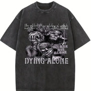Dying Alone Marble Statues Vintage Washed T-Shirt in Black