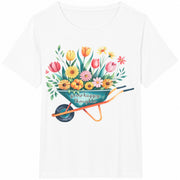 Grow Happy Thoughts Flowers Cotton T-Shirt in White