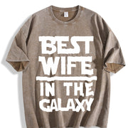Best Wife in the Galaxy Vintage Washed T-Shirt in Brown