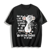 Mouse & 'Mouse' Letter Cotton T-Shirt in Black