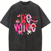 🌹 Love Cupid Says Be Mine Vintage Washed T-Shirt in Black