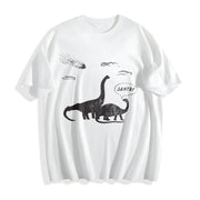 Santa Dinosaurs Xmas Dino Meteor Extinction Joke for Guys Cotton T-Shirt in White