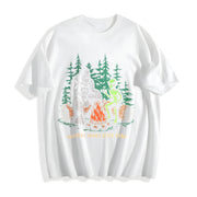 National Parks After Dark Sarcastic Bigfoot Alien Novelty Cotton T-Shirt in White