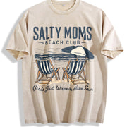 Salty Moms Beach Club Vintage Washed T-Shirt in Beige