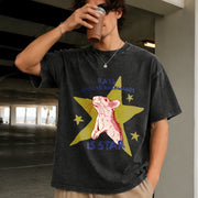 Rat Spelled Backwards Is Star Vintage Washed T-Shirt in Black