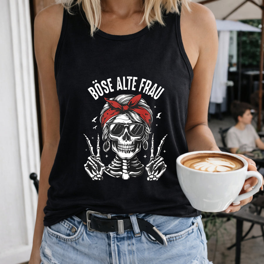 Bose Old Skull Bandana Crew-neck Sleeveless Vest Outdoor Women's Color Cotton Tank Top in Black