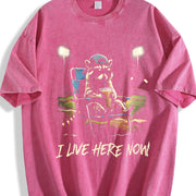 Baseball Goose I Live Here Now Vintage Washed T-Shirt in Red