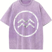 Zodiac Symbol Astrology Horoscope Birthday All Star Signs Vintage Washed T-Shirt in Purple