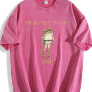 The Only Squat I'm Doin' Is Diddly Cowboy Frog vintage washed oversized T-shirt in Red