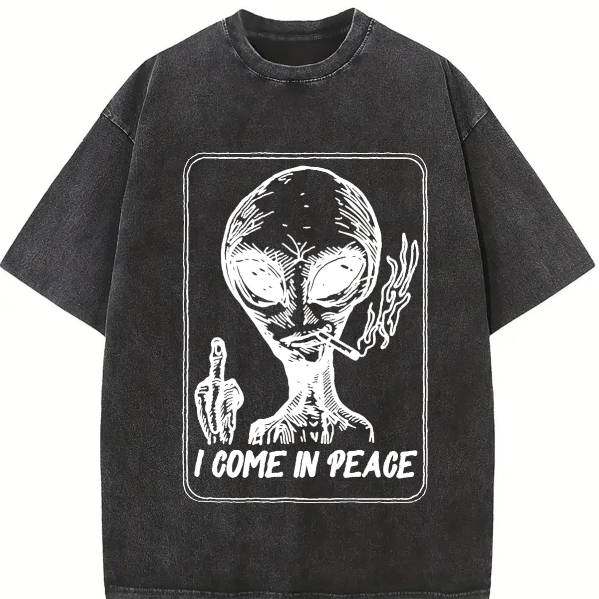 Water I Am a Black Alien Vintage Washed T-Shirt in Black