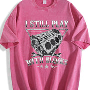 I Still Play with Blocks Vintage Washed T-Shirt in Red