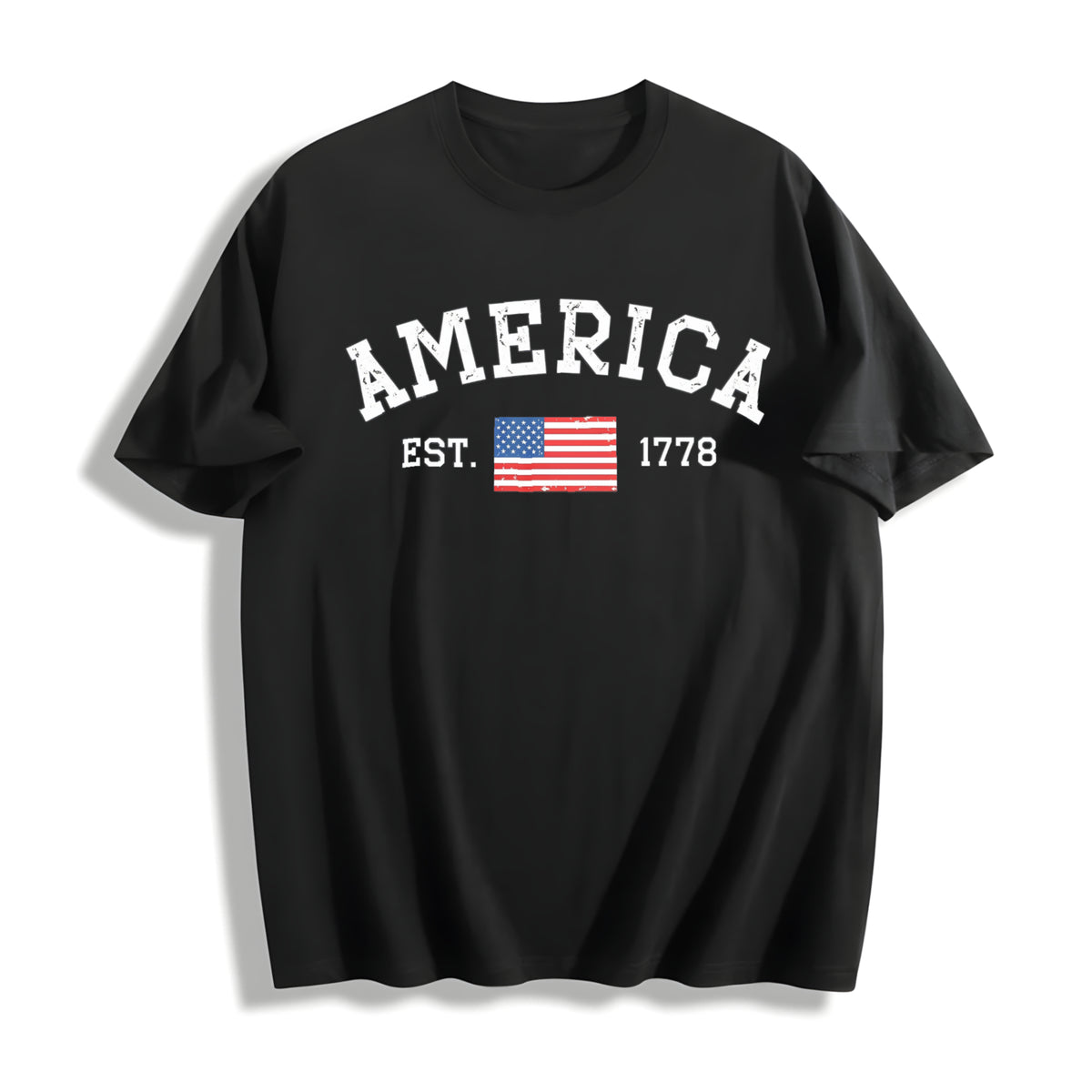 Bella Canvas America 1776 V Neck Cotton T-Shirt in Black