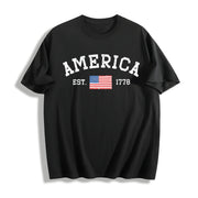 Bella Canvas America 1776 V Neck Cotton T-Shirt in Black