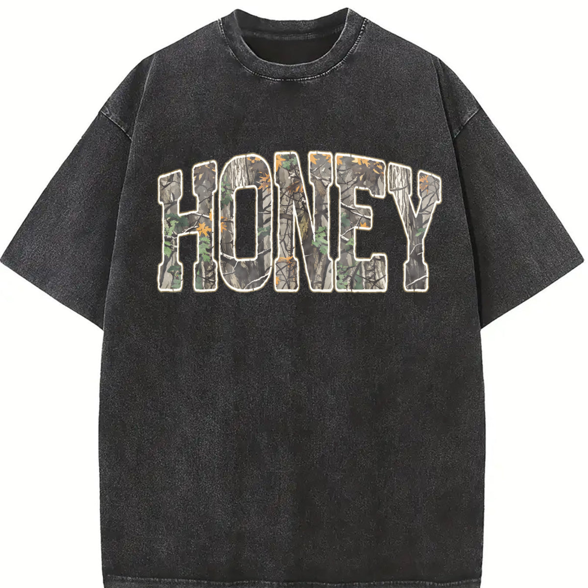 Retro Camo Western Camouflage Western Concert vintage washed oversized T-shirt in Black