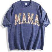 Mama Floral Mama vintage washed oversized T-shirt in Blue