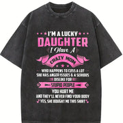 Lucky Daughter for Mom Vintage Washed T-Shirt in Black