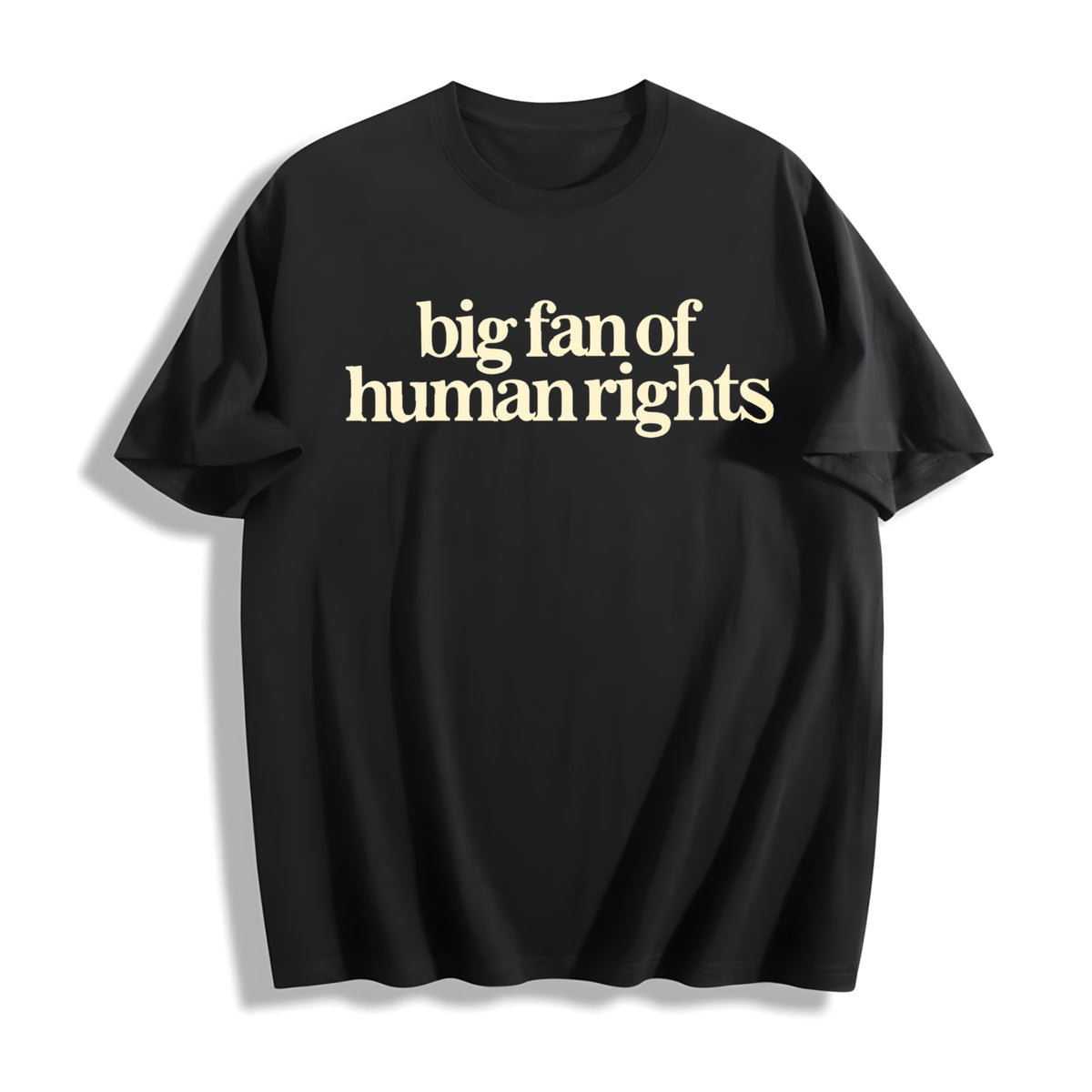 Big Fan of Human Rights Minimalist Cotton T-Shirt in Black