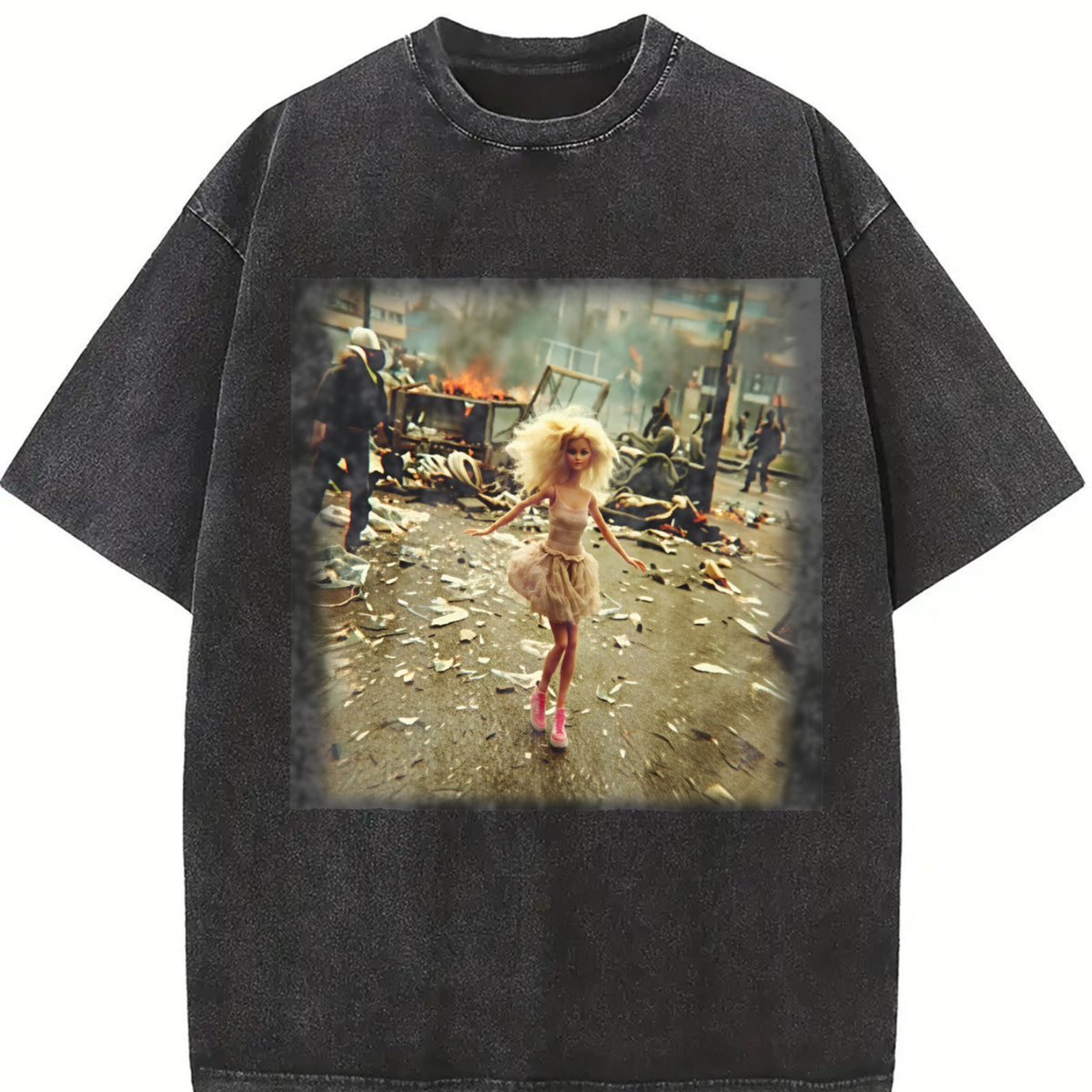 Glam Doll in the Wreckage Vintage Washed T-Shirt in Black