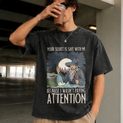Your Secret Is Safe with Me Vintage Washed T-Shirt in Black