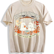 Cute Gilmore Ghouls Vintage Washed T-Shirt in Beige