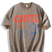 Coffee Club Coffee Lover Vintage Washed T-Shirt in Brown