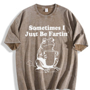 Sometimes I Just Be Fartin' Frog vintage washed oversized T-shirt in Brown
