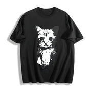 Cat Y2k Gothic Grunge Y2k Emo Scene Amity Affliction Cotton T-Shirt in Black