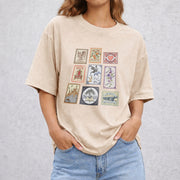 Fourth Wing Books Stamp vintage washed oversized T-shirt in Beige