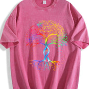Pride Tree of Life Bella Canvas V-neck Vintage Washed T-Shirt in Red