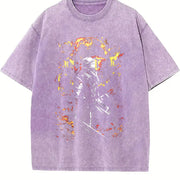 Y2K Dark Fantasy Knight Vintage Washed T-Shirt in Purple