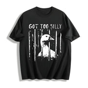 Unhinged Goose Got Too Silly Jail Meme Boxy DTG Cotton T-Shirt in Black