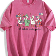 Patriotic Goose 4th Goose Vintage Washed T-Shirt in Red