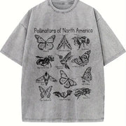 Pollinators of North America Vintage Washed T-Shirt in Gray