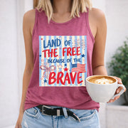 4th of July Land of the Free Women's Color Cotton Tank Top in Red