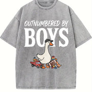 Silly Goose Boy Mom Vintage Washed T-Shirt in Gray