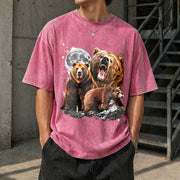 Bears and Moon Vintage Washed T-Shirt in Red