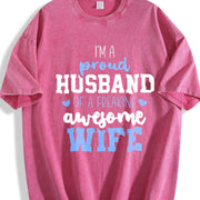 Proud Husband of a Freaking Awesome Wife Vintage Washed T-Shirt in Red
