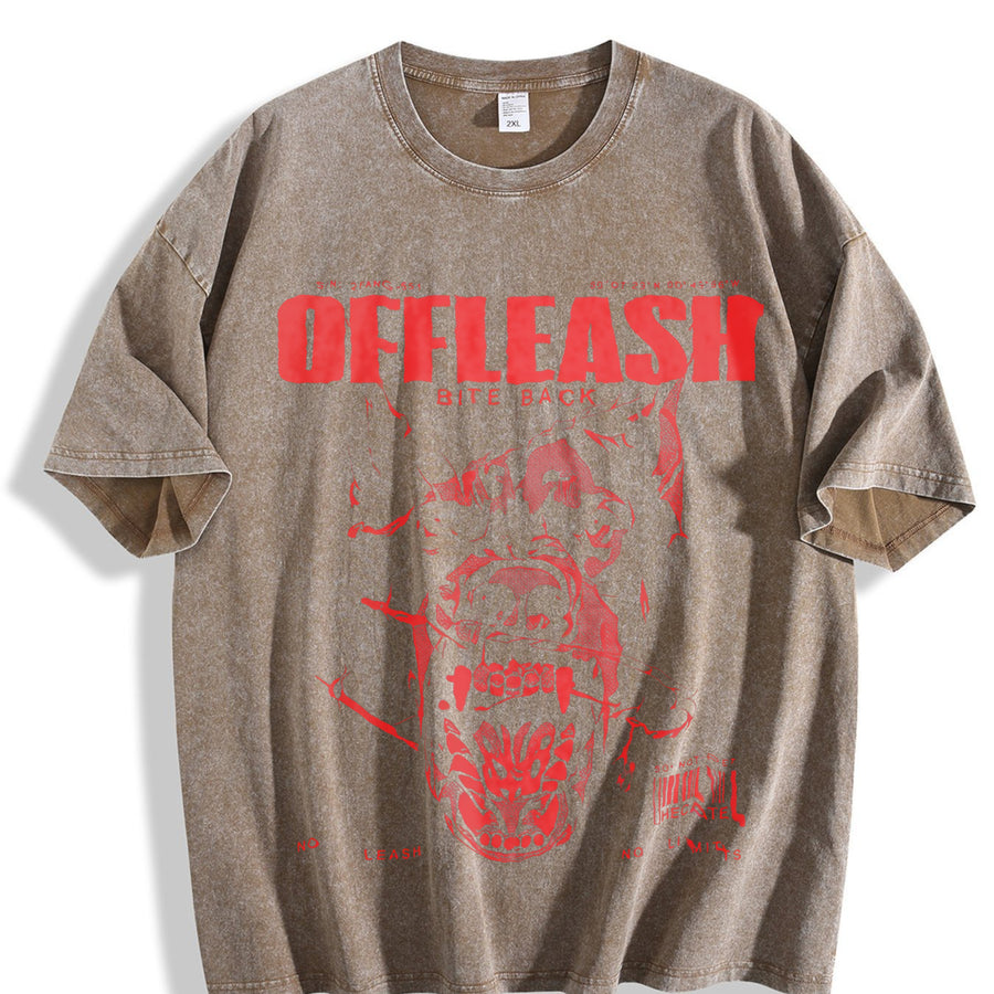 & Doberman Dog Y2K Back Vintage Washed T-Shirt in Brown
