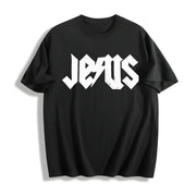 Jesus Embroidered Christian Cotton T-Shirt in Black