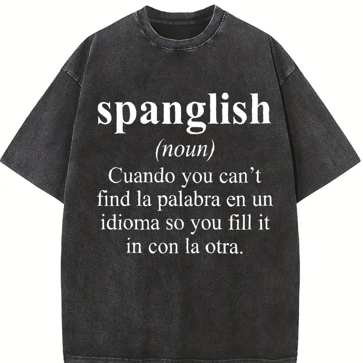 Short-sleeved Round-neck with a Mexican Vintage Washed T-Shirt in Black