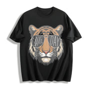 Tigers with Game Day Glasses Game Day Mascot Cotton T-Shirt in Black