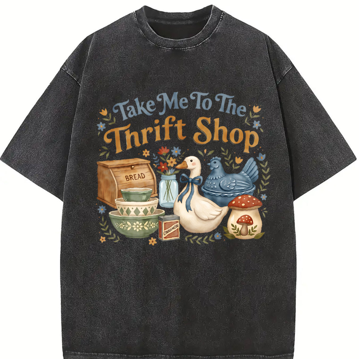 Take Me To The Thrift Shop Thrifting vintage washed oversized T-shirt in Black