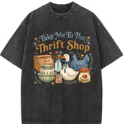 Take Me To The Thrift Shop Thrifting vintage washed oversized T-shirt in Black