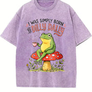 I Was Simply Born to Dilly Dally Vintage Washed T-Shirt in Purple