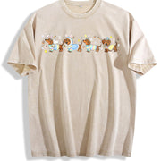 Easter Dog Dachshund Happy Easter Retro Spring Dog Cute vintage washed oversized T-shirt in Beige
